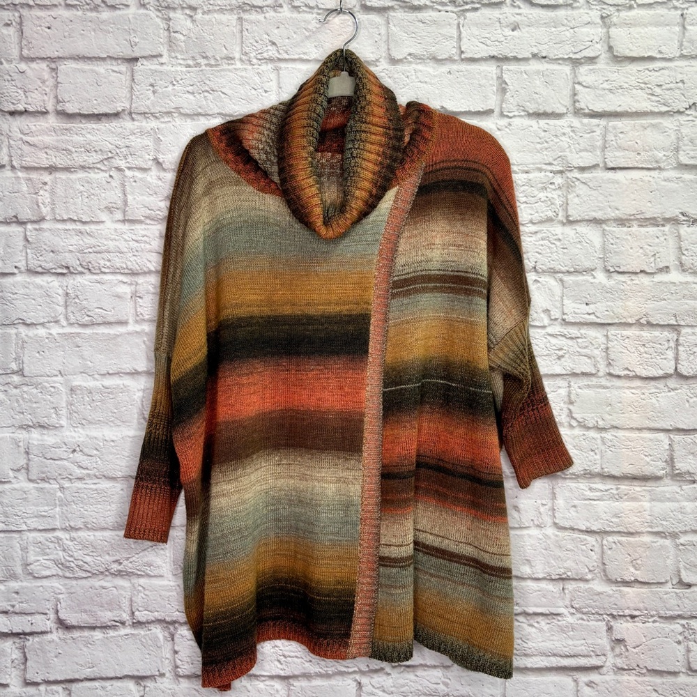 Anthropologie Dor Dor Couture Bohemian Cowl Neck Sweater Size M Aztec Earth Tone